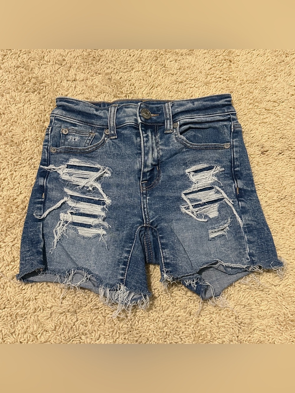 American Eagle Outfitters Ripped Blue Denim Shorts